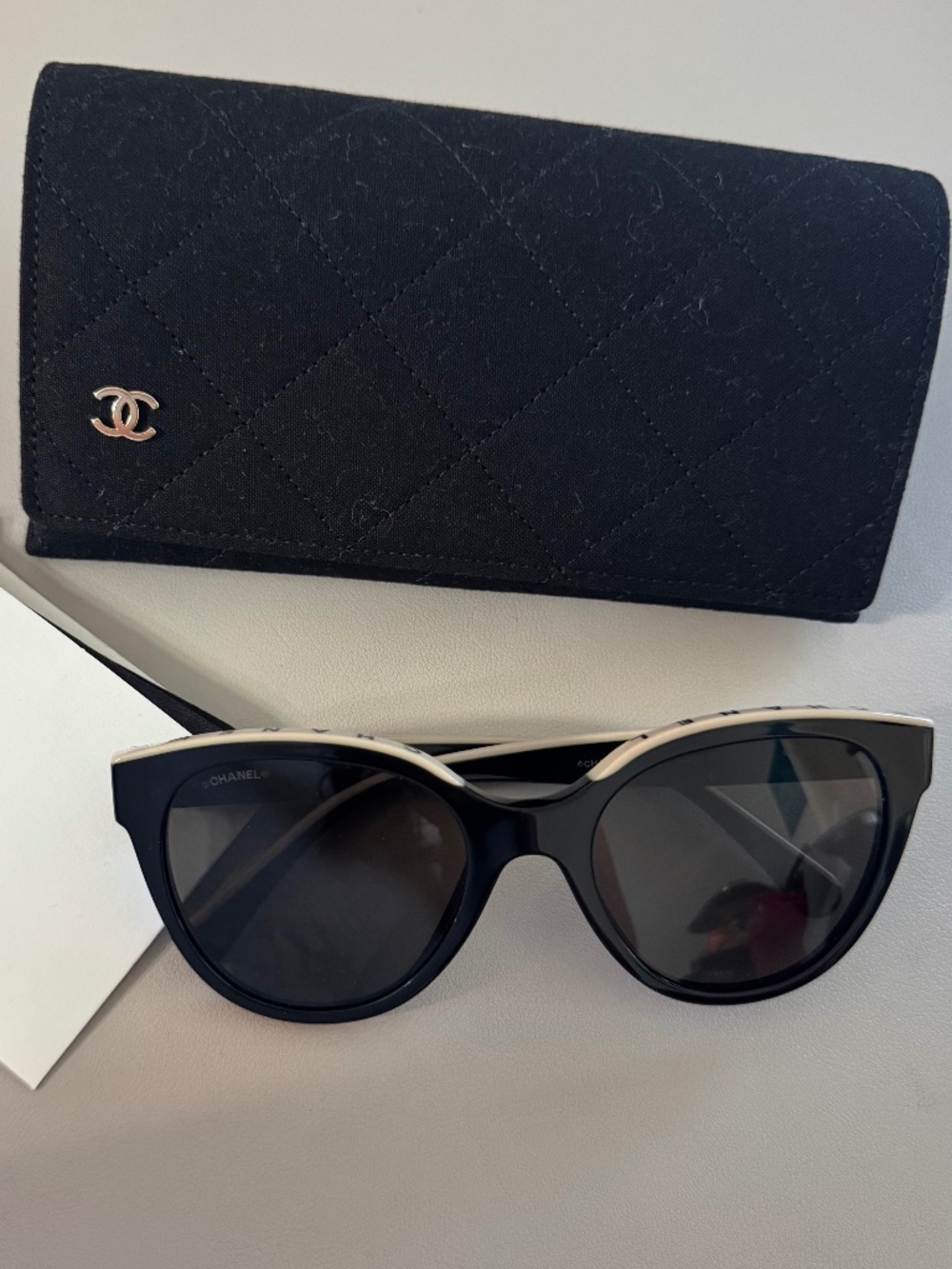 Pre-owned Chanel Butterfly Sunglasses - Black & Beige